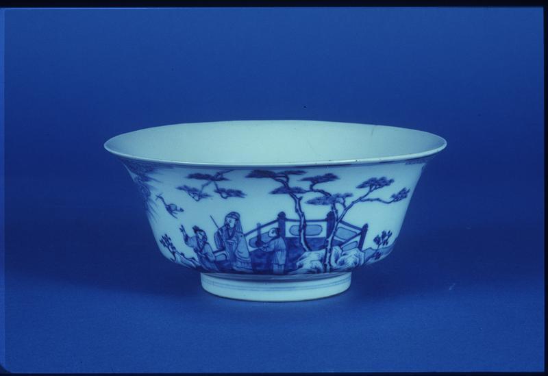 Blue and White Bowl with Figures in Scene