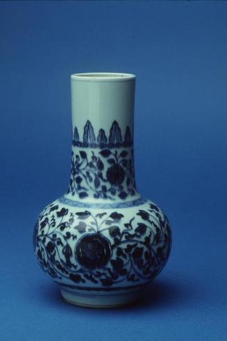 Blue and White Bottle Shaped Vase