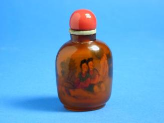 Snuff Bottle painted inside with women in gardens