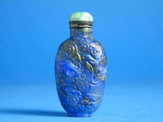 Snuff Bottle with low relief dragons & clouds