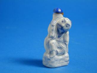 Porcelain Snuff Bottle in the Shape of a Sage with a Gourd