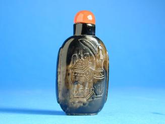 Nephrite Snuff Bottle with design of vases, flowers and incense burner