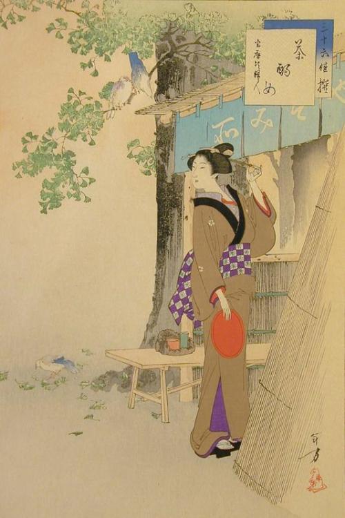 Woman Working at a Tea House