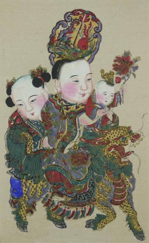 Pair of Children and Qilin: A Wish for Noble Sons