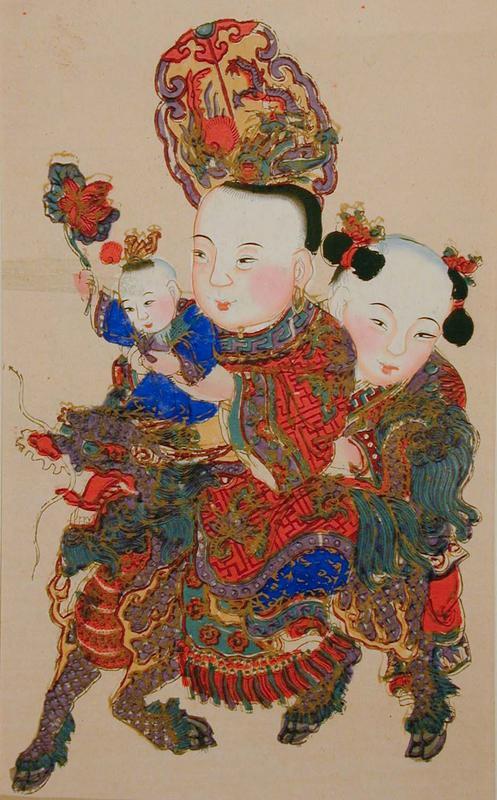 Pair of Children and Qilin: A wish for Noble Sons