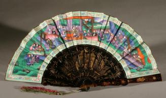 Painted Fan with ivory and mother-of-pearl details