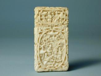 Ivory Card Case with Scenes of Figures in a Garden