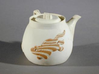Miniature Teapot with Tiger Motif in Marbled Clay