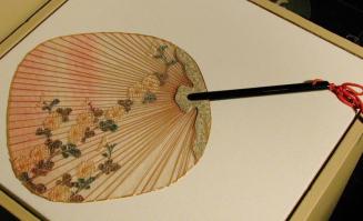 Embroidered Silk and Bamboo Fan of Geisha Ichimaru