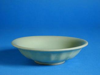 Celadon Plate with Molded Lotus Petal Exterior