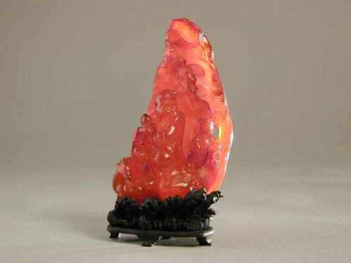 Amber Plaque Carved with Shoulao and an Attendant