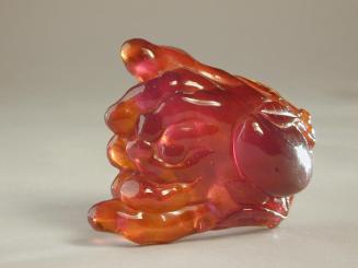 Amber Carving of a Buddha's Hand Citron and Peach