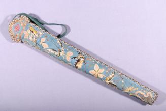 Embroidered Silk Fan Case with Butterflies and Birds