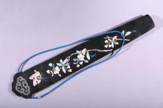 Embroidered Silk Fan Case with Bat Motif