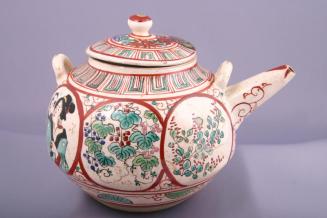 Teapot with Enamel Decoration of Florals and Figures